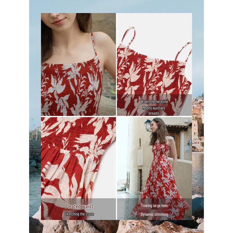 INMAN Women's Floral Print Beach Resort Camisole Dress