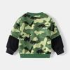 Spring new boys' fake two-piece sweater splicing fashion printing sweater medium and small children's pullover long-sleeved sweater