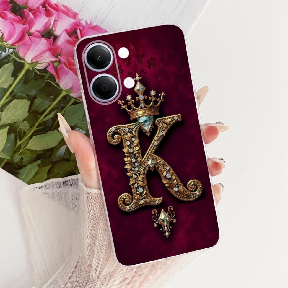 Transparent Case For Vivo Y05 Cover Luxury A-Z Letters Fashion Boys Girls Cool Crown Soft Casing For VivoY05