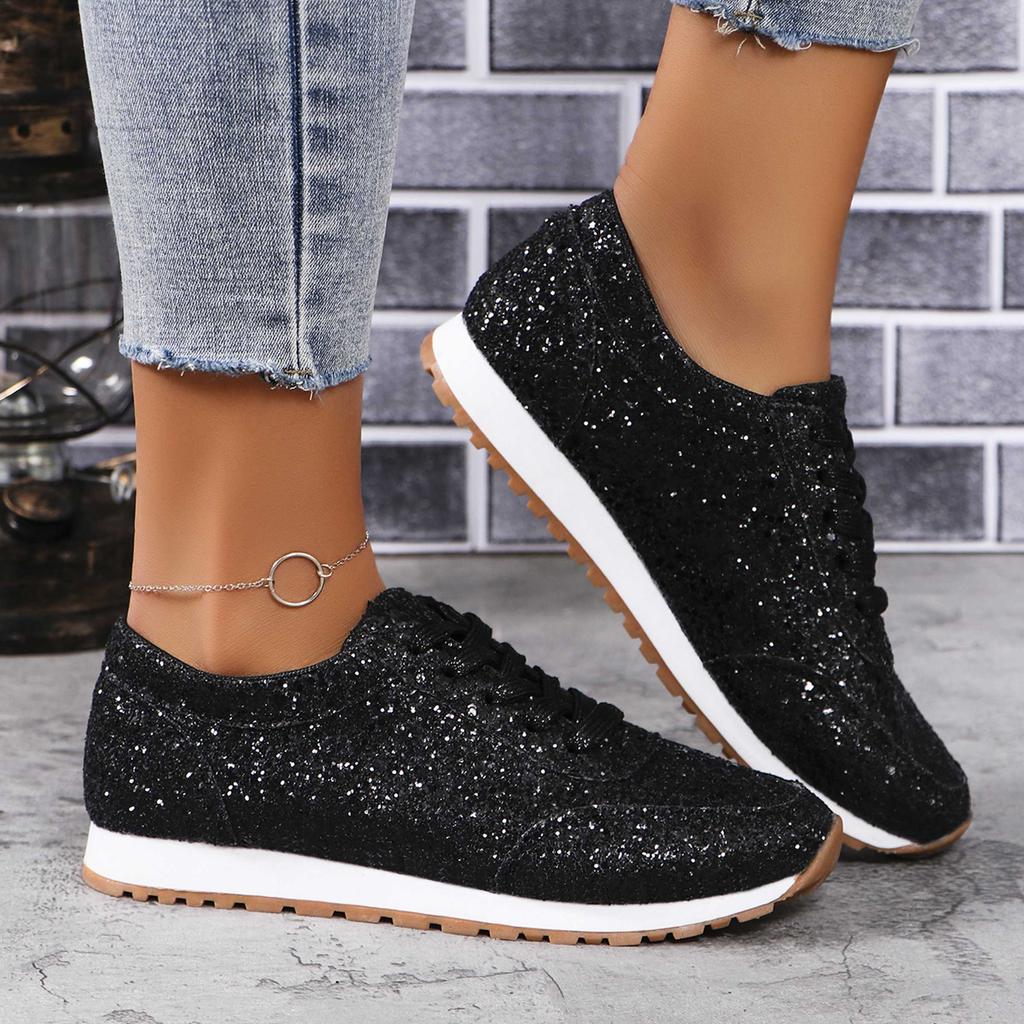 Autumn Women's Casual Sneakers New Lace Up Bling Platform Shoes for Women Vulcanize Shoes Outdoor Women's Causal Walking Shoes