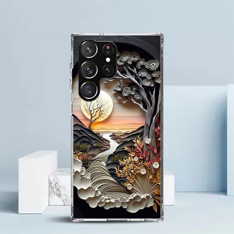 Natural Trees in Mountain Ranges Phone Case For Samsung Galaxy S24 S25 Edge S26 Ultra S22 S23 Plus S21 + S20 FE Soft TPU Back Co