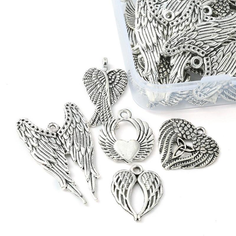 30pcs Vintage Angel Wing Charm Metal Big Angel Wing Pendant for Jewelry Making DIY Handmade Craft Necklace Bracelet