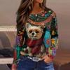 Womens's Fashion Casual Halloween Print V-neck Mid Length Pocket 3/4 Sleeve Top