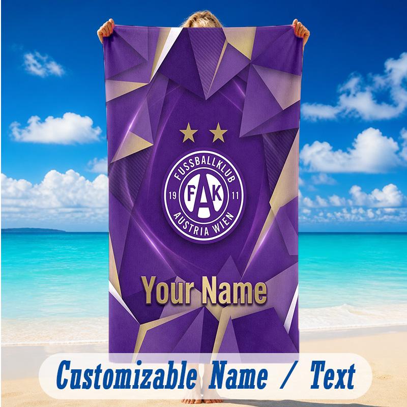 Toalha de Praia Nome Personalizado Texto, Toalha Grande de Secagem Rápida Para Praia Casa Áustria Wien FC