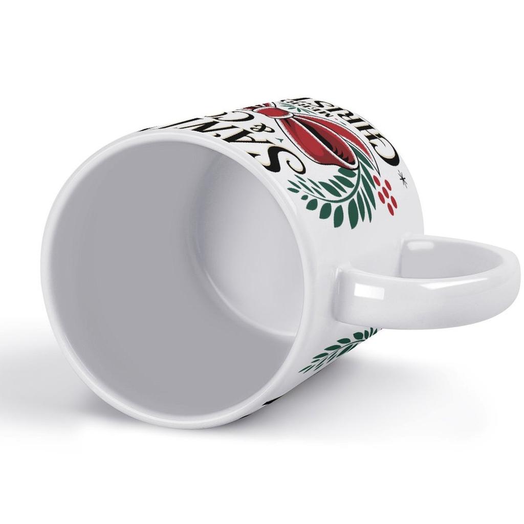 11 oz weiße Keramiktasse mit beidseitigem Druck, hitzebeständig und glatt, ideal für den Morgenkaffee und tägliche warme Getränke