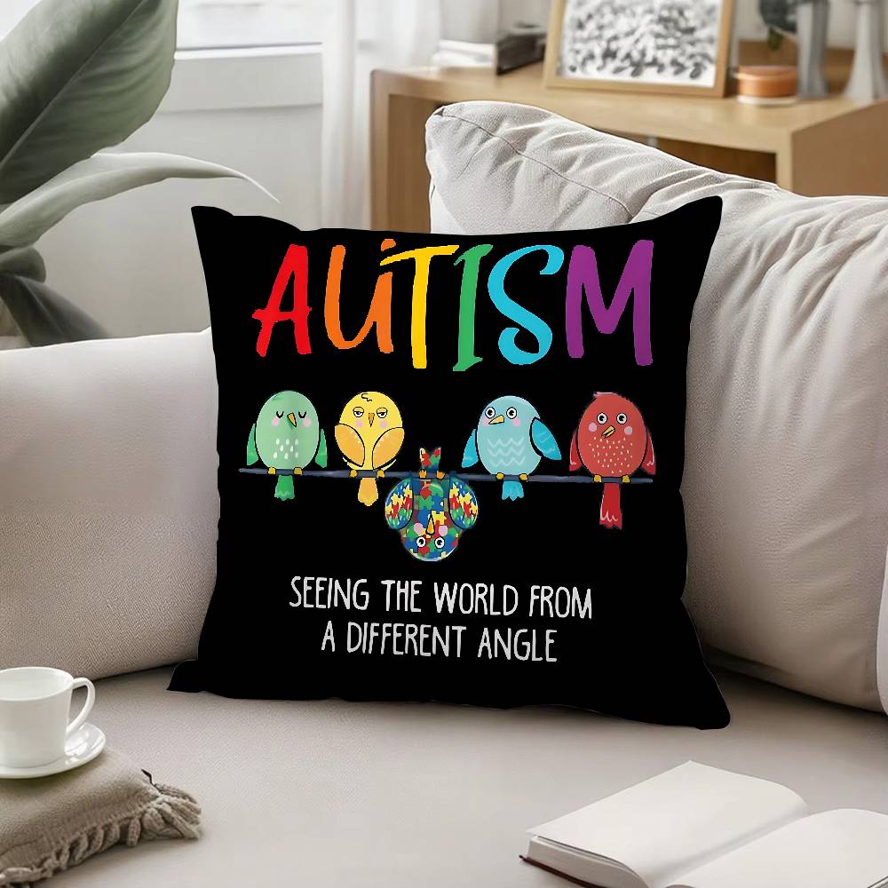 Autism Acceptanc Creative Slogan Throw Pillow Covers Pattern Cushion Cover Suitable For Sofa Bedroom Car Pillow Cover