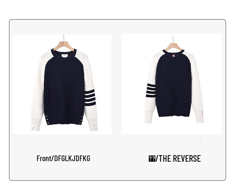 TB BROWIN2025 Herren Pullover im koreanischen Stil mit vier Streifen und Raglanärmeln aus Wolle, Herbst-/Winterkollektion