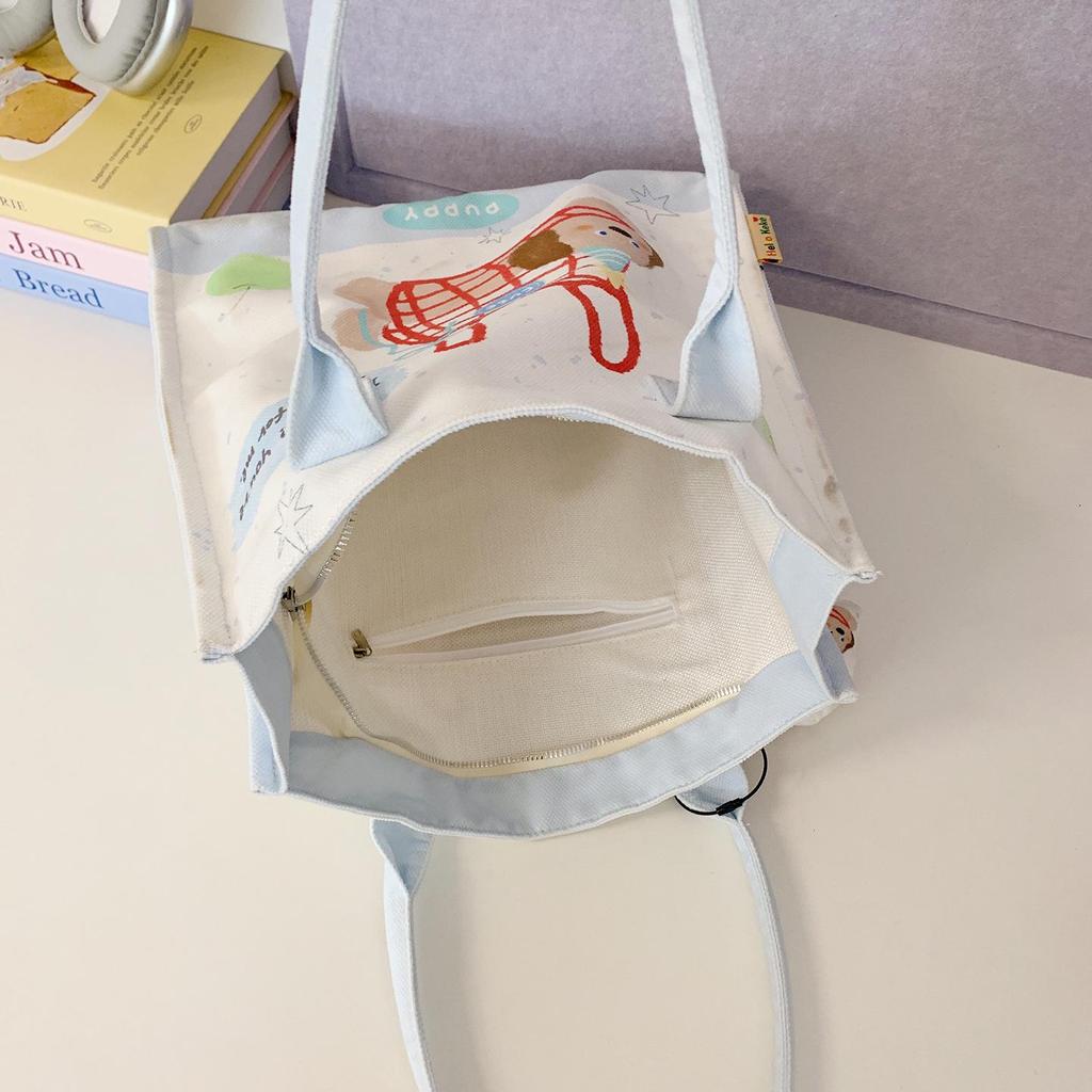 Large Capacity Japanese Korean Style Cute Graffiti Canvas Crossbody Bag for Students