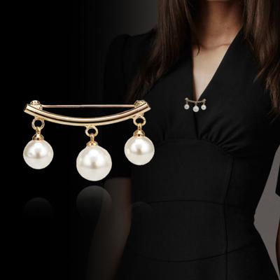 Women Faux Pearl Dangle Brooch Pin Cardigan Shawl Clip Jewelry Gift