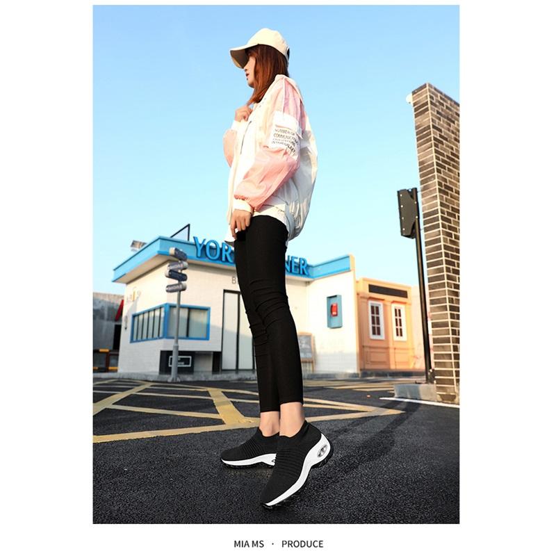 Flyknit Foot Cushion Walking Shoes Women's Soft Sole Shock-absorbing Breathable Sports Shoes Large Size Comfortable Casual Mom Shoes