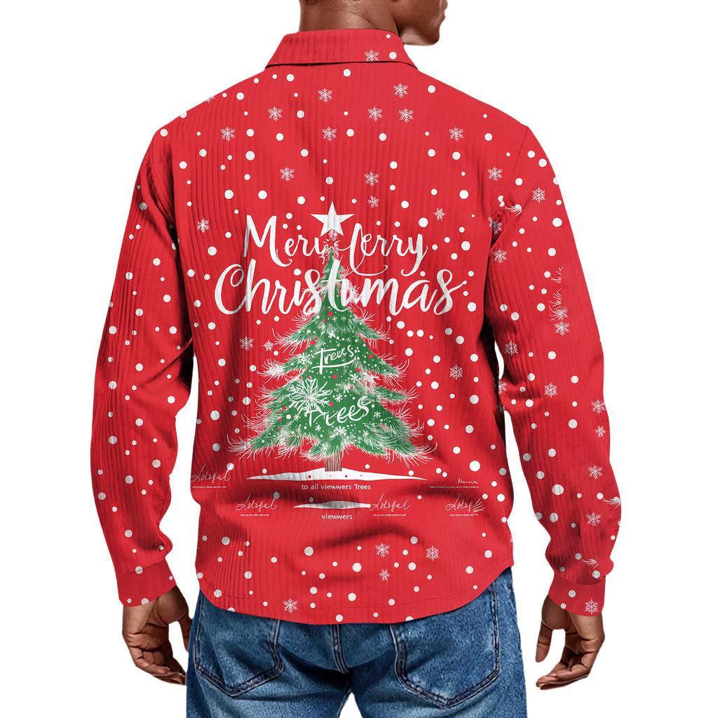 Men's Casual Style Solid Color Loose  Shirt Long-sleeved Top