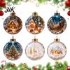 Transparente Weihnachts-Kugel-Deko Weihnachtsbaumkugel-Schmuck mit LED-Lichtern, Schneelandschaft Acryl Klar Dekorativer Anhänger Schmuck, Bruchsicherer Baum