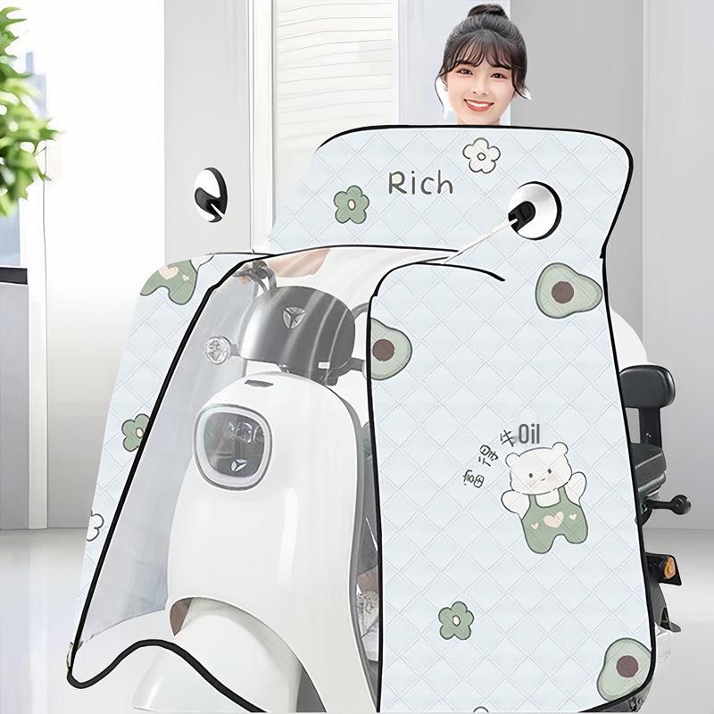 Electric Vehicle Windshield Summer Sunscreen Poncho – Windproof Sunshade for Battery Motorcycles