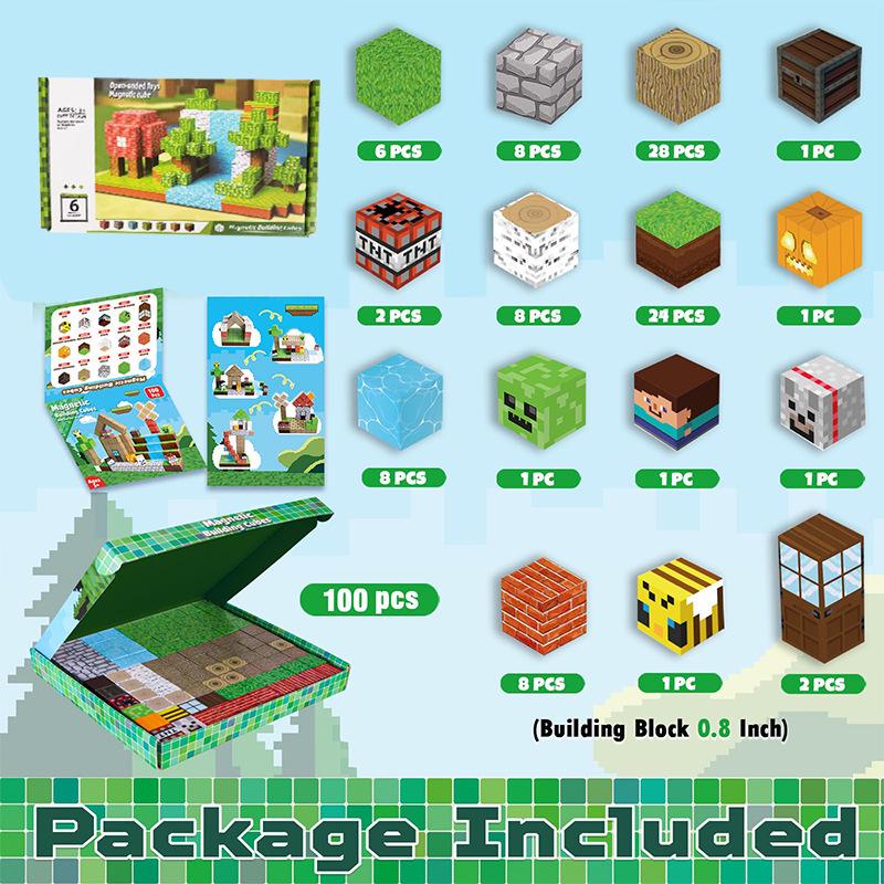 Pink Princess Castle Magnetic Cube Building Blocks - STEM Educational Toy Set