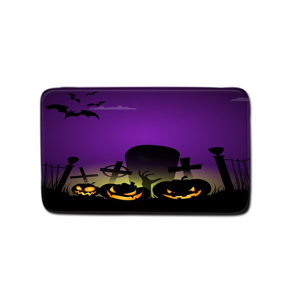 Halloween Shower Curtain Floor Mat Combination Four-Piece Set Bathroom Toilet Carpet Shower Room Foot Mat