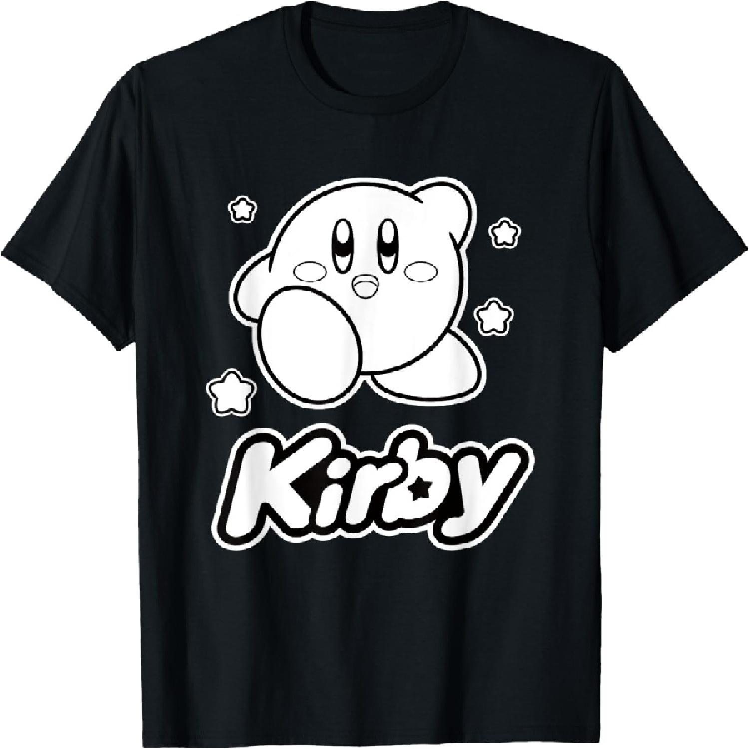 Kirby Stars Black & White Big Character Portrait T-Shirt S