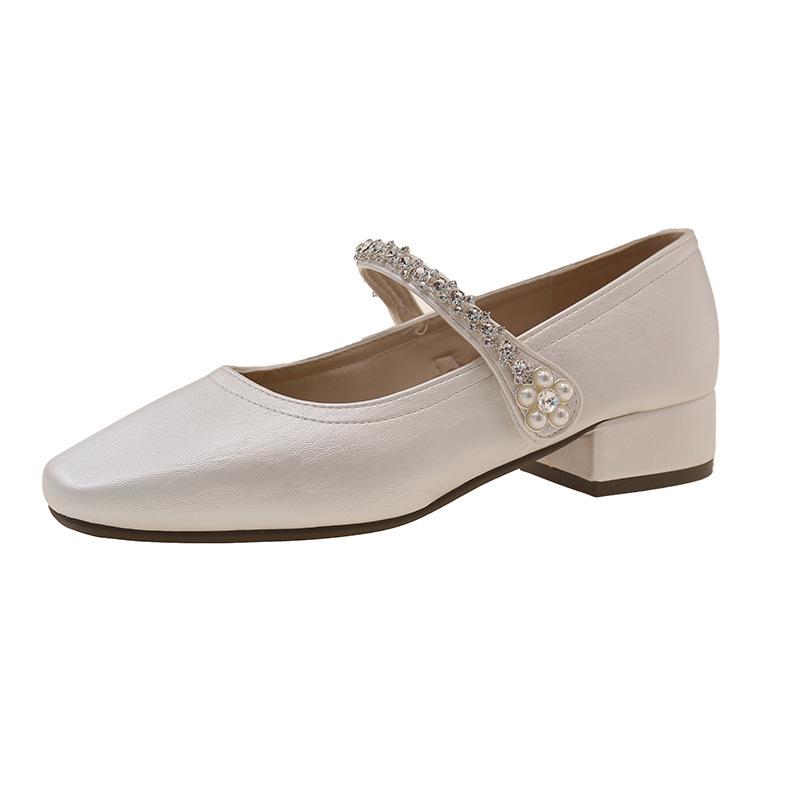 

Light mouth silver Mary Jane single shoes women s 2025 autumn new French temperament with skirt rhinestone small leather shoes women 35