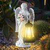 Outdoor Angels Statues with Solar Lantern Creative Angel Lantern Resin Angel Sculptures Garden Yard Decor Patio Ornament