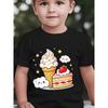 Boys Crew Neck Short Sleeve T-Shirt with Cartoon Ice Cream, Cake and Cloud Print