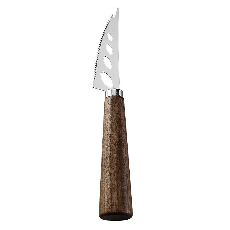Walnut Handle Stainless Steel Cheese Knife, Fork, and Butter Spreader Set