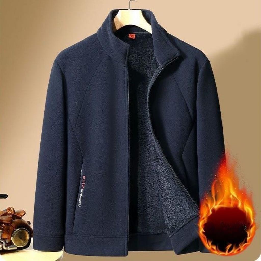 Fleece Men's Polar Fleece Jacket Plus Velvet Thick Loose Sweater Casual Warm Stand-up Collar Jacket