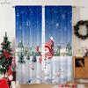 Cartoon Snowman Christmas Decorative Curtains Suitable for Bedroom Restaurant New Year Party Decorative Curtains 2 Pieces