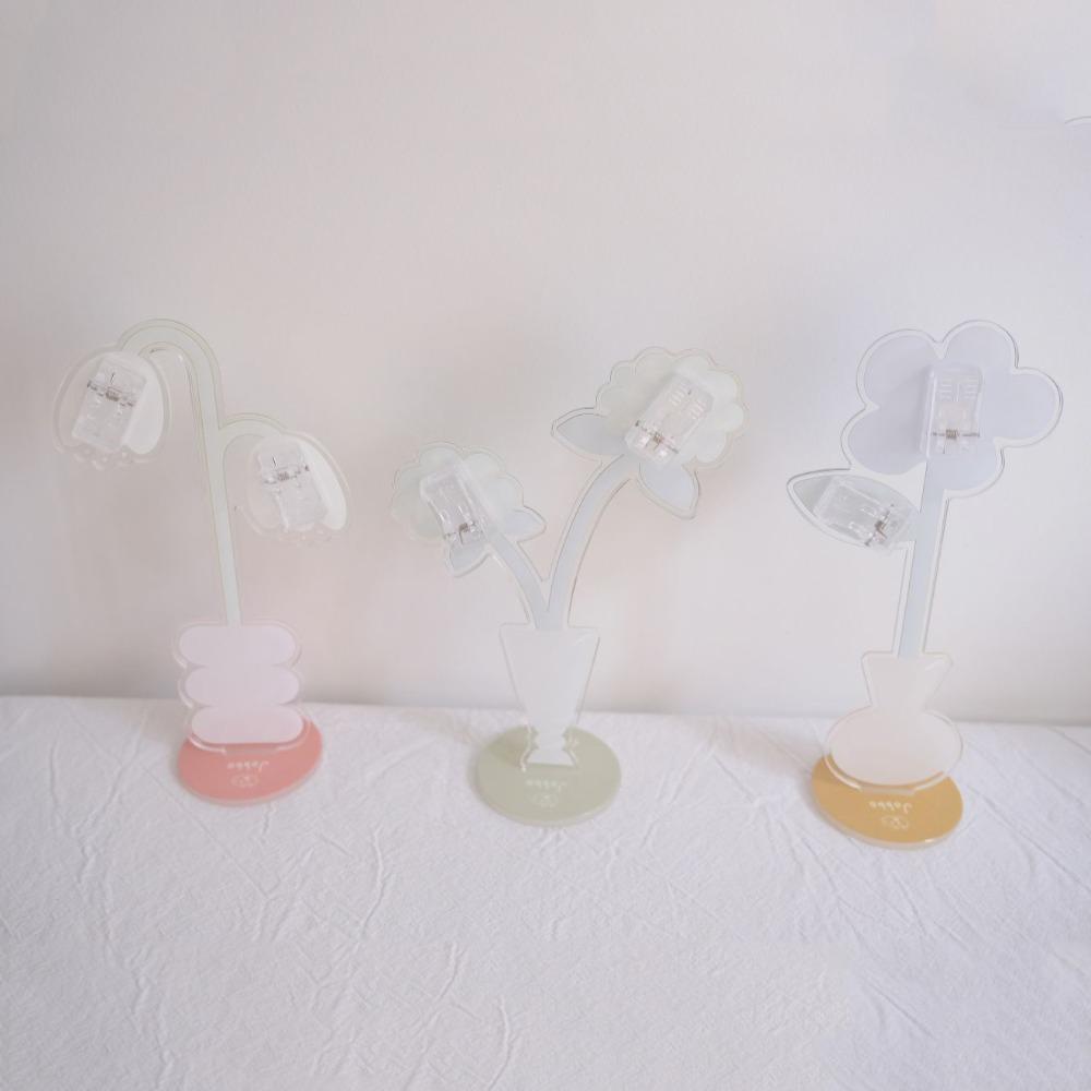 Memo Holder Acrylic Flower Card Holder Portable Flower Desk Paper Clip Postcard Holder