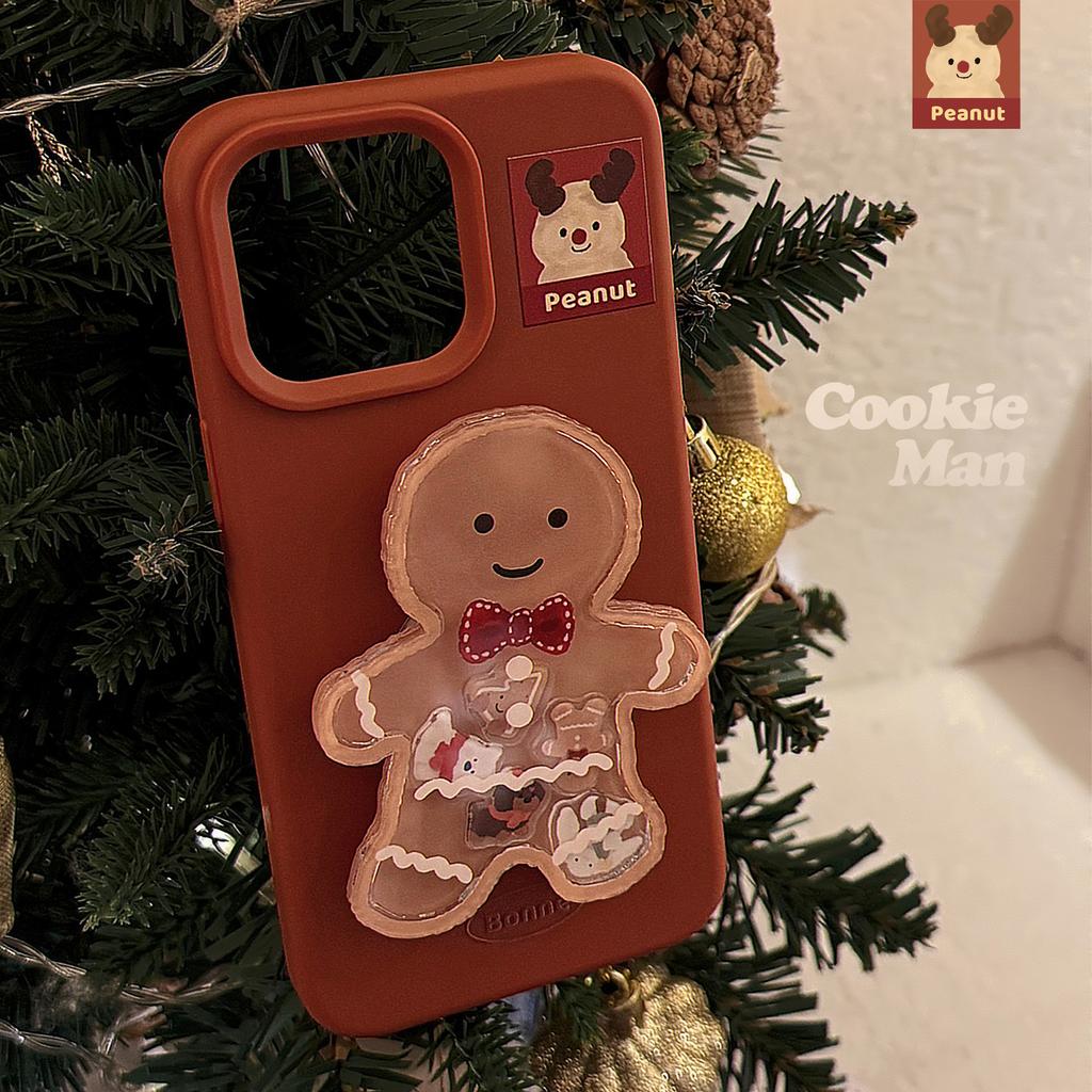 Gingerbread Man Shaking Stand Iphone17 Mobile Phone Case Apple 15promax Christmas Cartoon 14 Suitable for 13 Soft