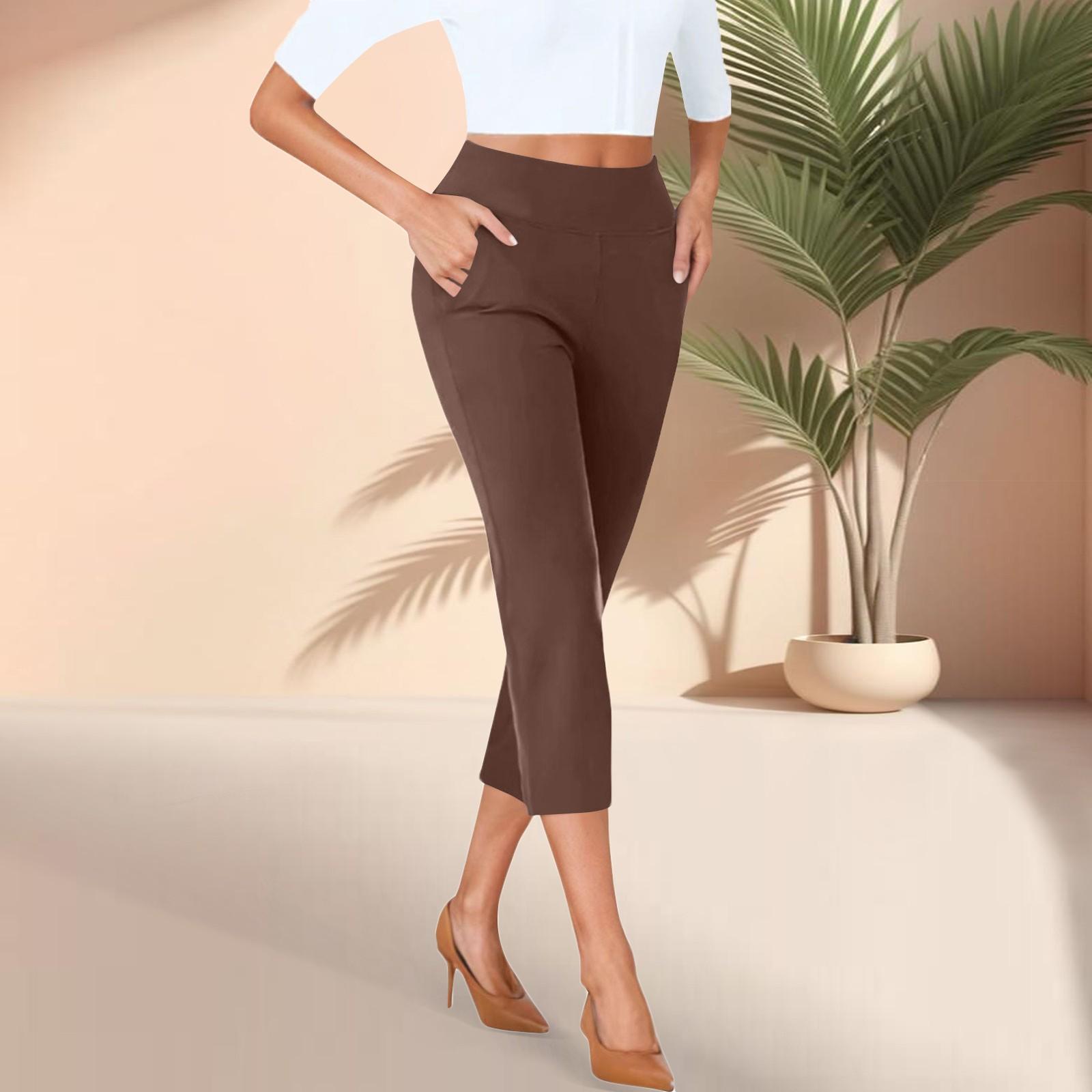 

Women s Cropped Pants With Pockets Lightweight Caual Loose Trousers S