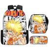 3Pcs Set NARUTO Anime Kids Backpack Mochila with Crossbody Bag & Pencil Case, Lightweight & Durable, for Ages 6-10 Boys & Girls