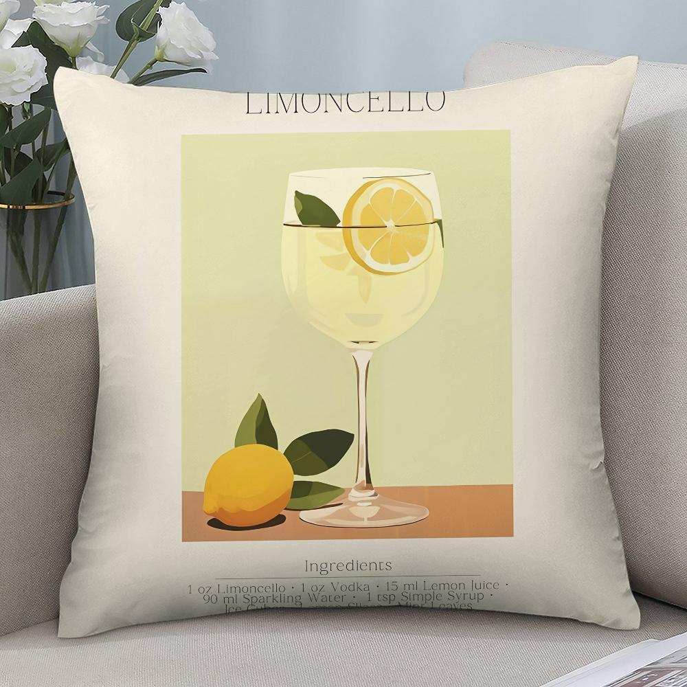 Limoncello Cocktail Pillow Case 3D Print Polyester Fiber 40*40 cm Home Sofa Throw Pillow Cover Decoration Festival Gift
