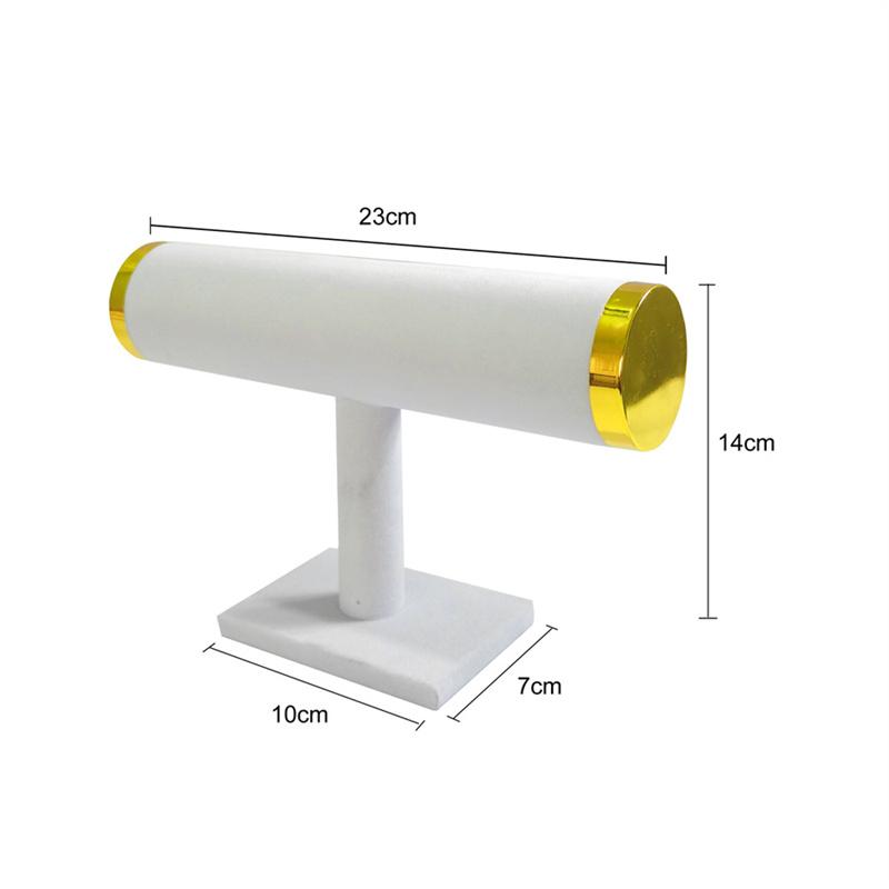 

Высококачественная бархатная подставка для украшений Подставка с золотыми краями с обеих сторон для демонстрации часов и браслетов 1PCS белый