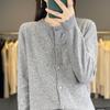 2025 A/W Women's Knit Cardigan: Round Neck, Long Sleeve, Loose Wool Pullover, Comfortable Solid Color Sweater