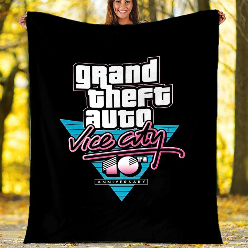 1ks deka s motivem GTA - Digitální potisk, Polyester, Útulná pro všechna roční období, Ideální pro venkovní použití a cestování