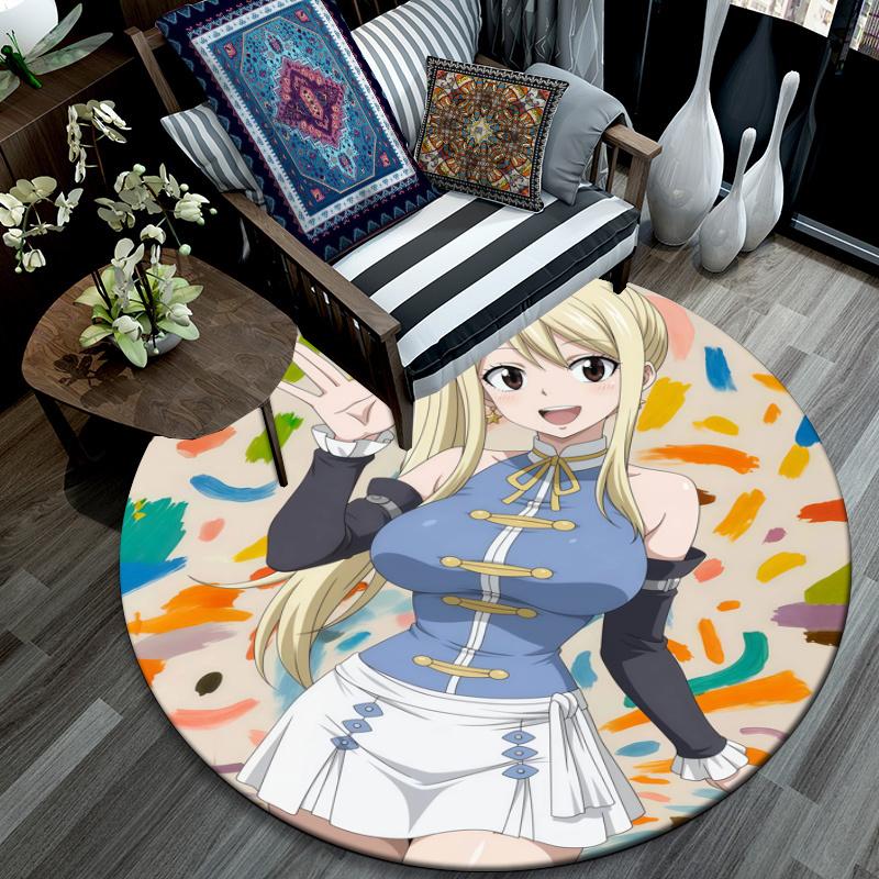 Lucy Heartfilia pattern round rug,Carpet Rug for Living Room Bedroom Playroom ,Non-slip Floor Mat,Holiday Gifts and Birthday Gifts.