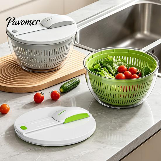 Detachable Drain Basket Vegetable Salad Spinner, Bowl And Mesh Design, Manual Multi-purpose Strainer Hand-Centrifugal Dehydration System, Quick Drying