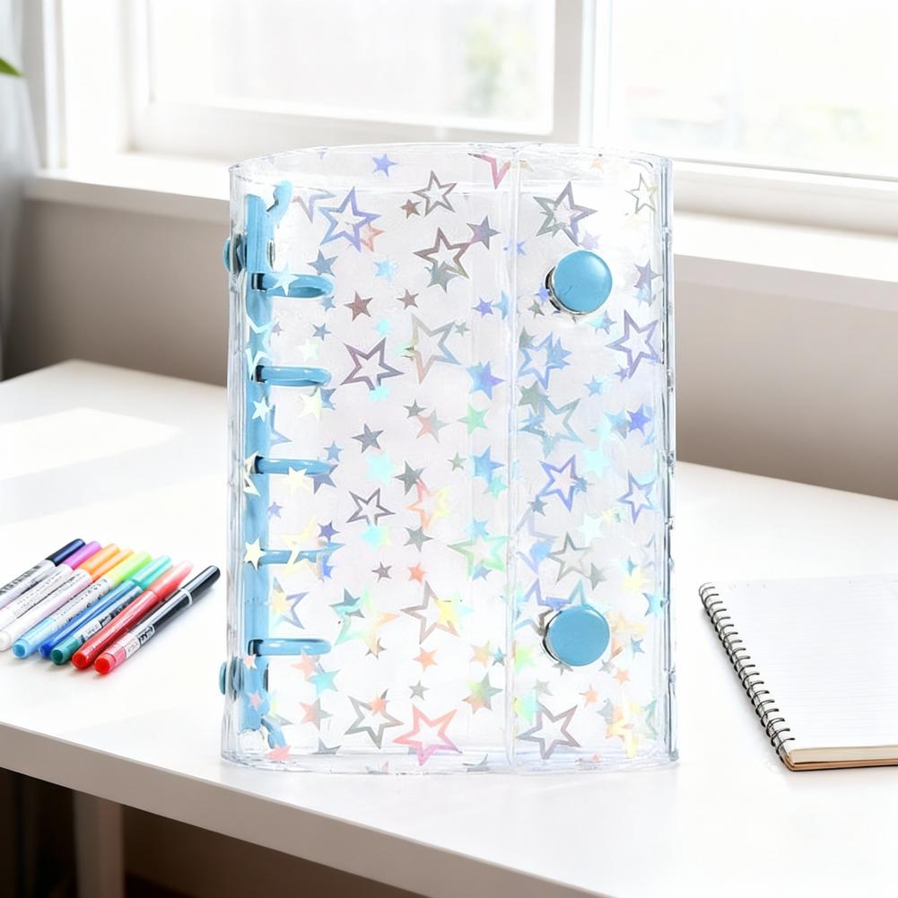 M5 Clear Glitter Star Mini Binder Notebook Diary Kawaii Hand Account Book DIY Postcard Collect Photo Album Stationery