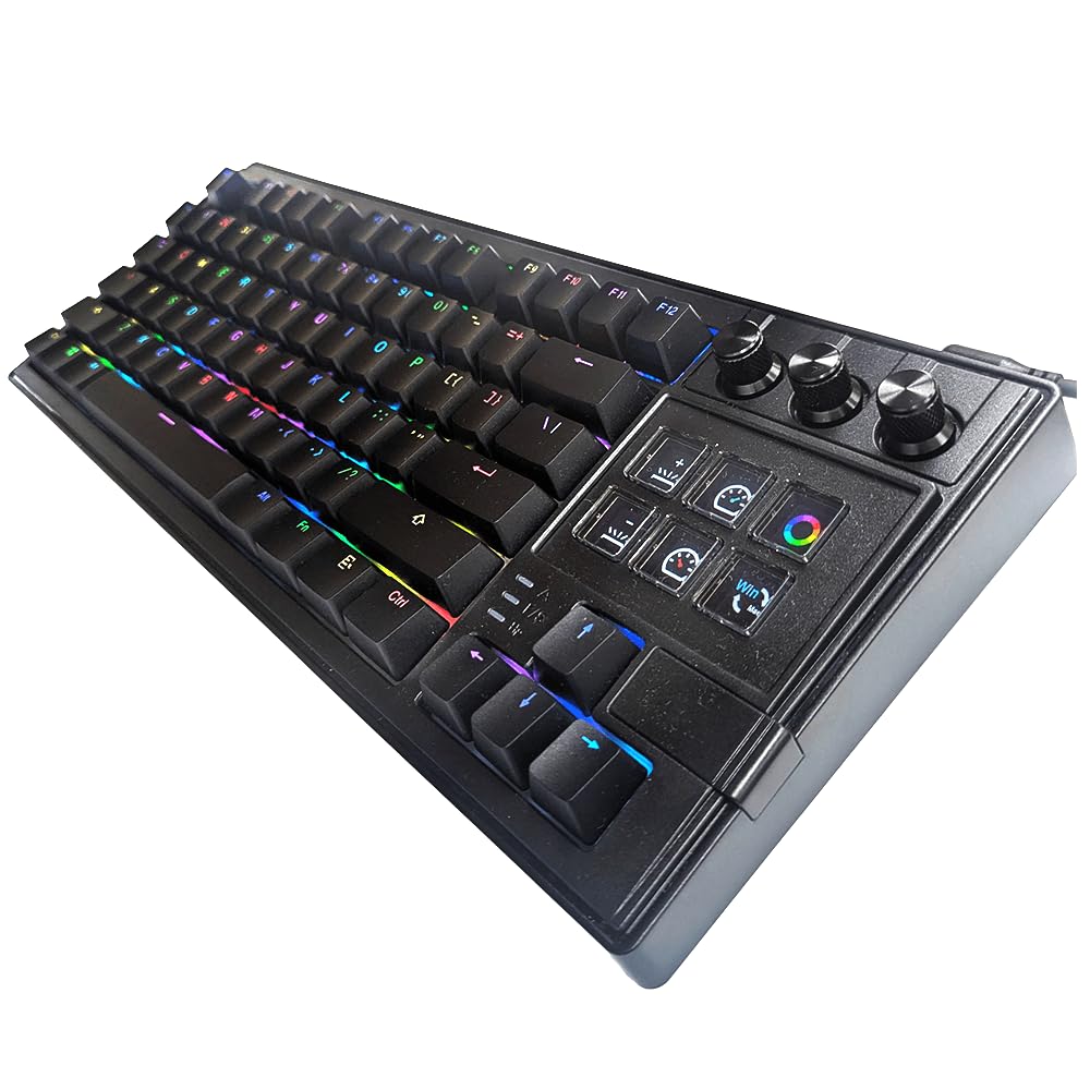 

King Jim K1 PRO Gaming Red Volume Hot Rapid English Volume Height No Numeric US 78 84 Mac Windows Programmable Keyboard, Switch, Wired, Tenkeyless,