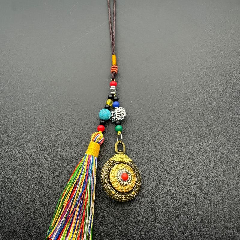 Retro Creative Style Alloy Car Tassel Hanging Ornament Ethnic Style Tourist Spot Gift Keychain Jewelry Accessory