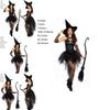 Sorceress Costume Women Halloween Sleeveless V Neck Bubble Witch Cosplay Dress Fashion