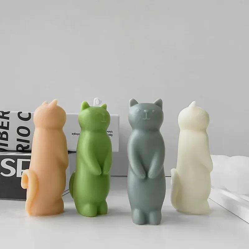 Cartoon Kitten Silicone Mold Handmade Aromatherapy Candle Plaster Ornament Mould DIY Cute Cat Crafts Making Molds Jesus Bed mold
