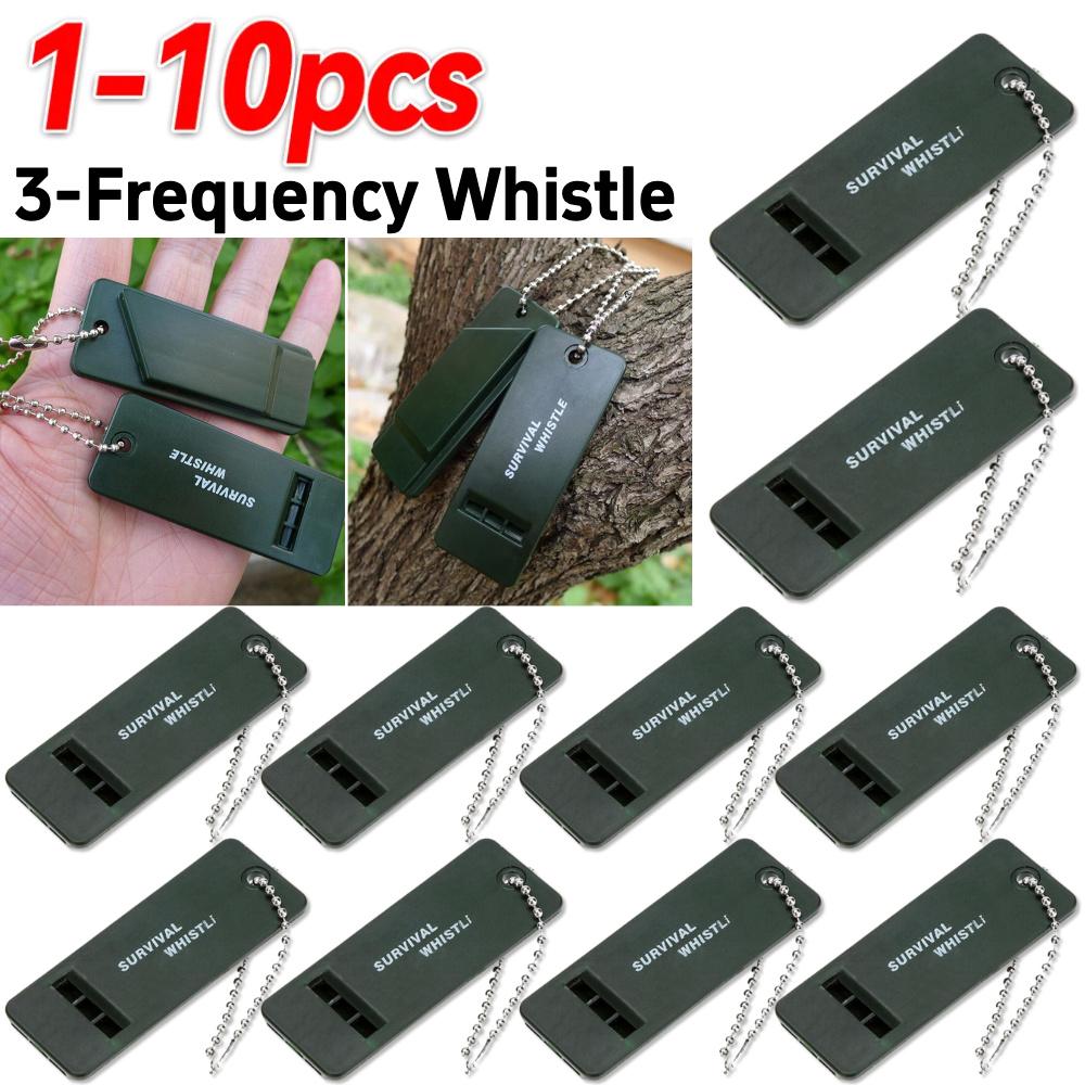 1-10pcs High Decibel 3-Frequency Whistle Outdoor Emergency Survival Whistle for Camping, Hiking, Hunting Rescue First Aid Tool