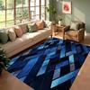 Nordic Blue Geometric Patchwork Area Rug Non-Slip Soft Carpet for Playroom Bedroom Gaming Room E-sports Room Home Decor
