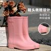 Women's Rain Boots Fashion Mid-Calf Rubber Boots Outdoor Fishing Rubber Galoshes Waterproof Garden Work Shoes Botas Lluvia Mujer