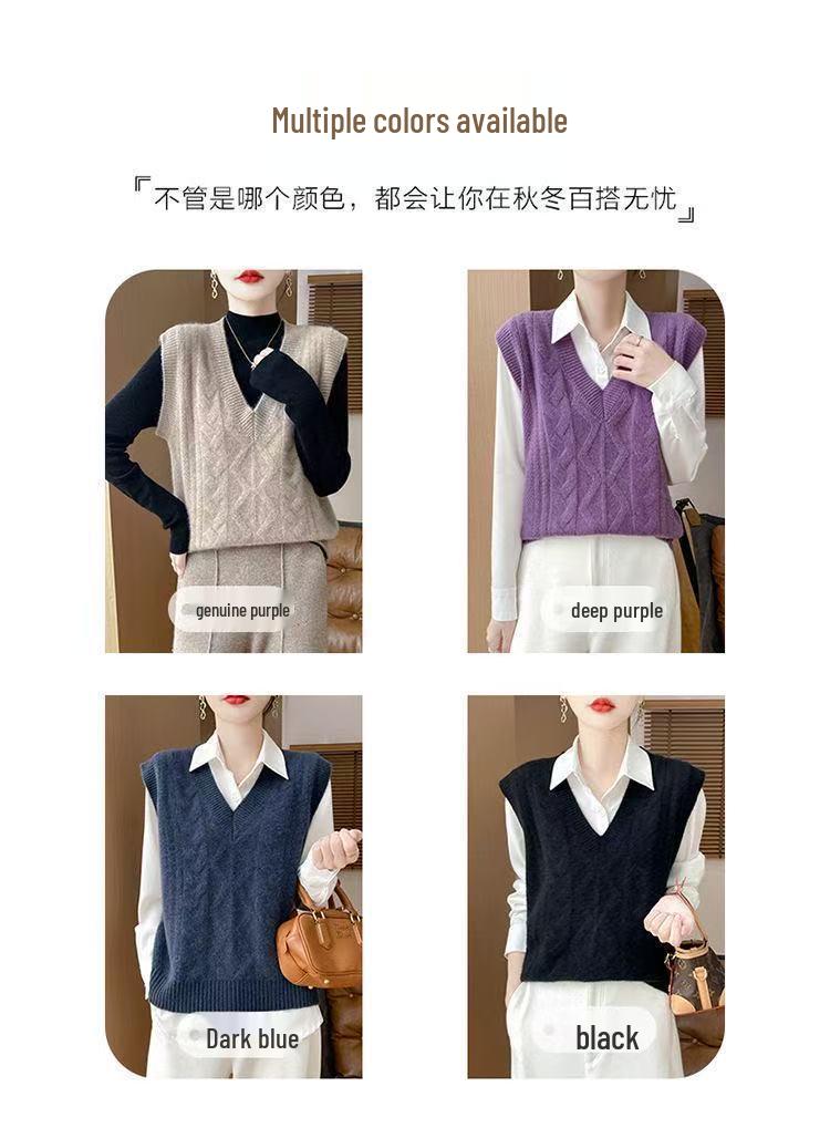 2026 Spring Women's College Style V-Neck Wool Knit Cropped Vest