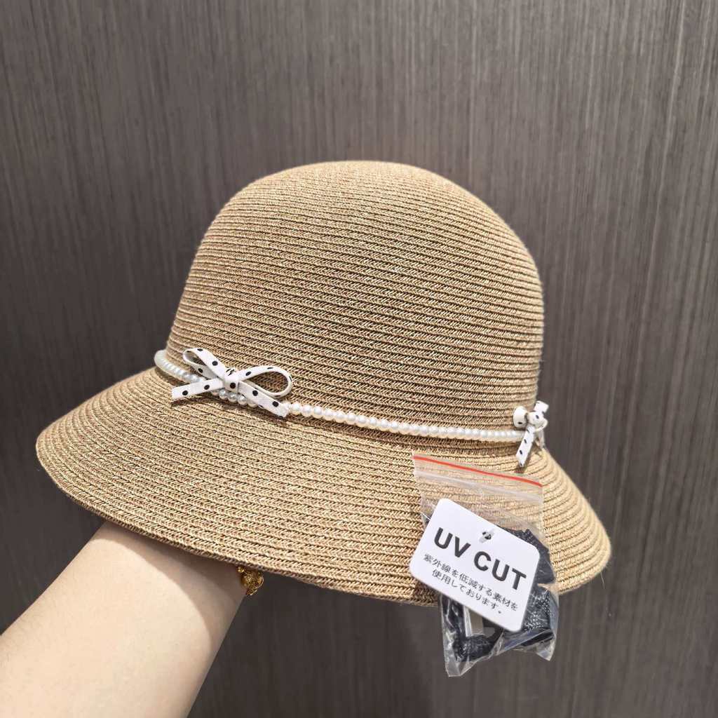 Classic Round Brim Weaving Hat With Elegant Embroidery And Adjustable Fit For Spring
