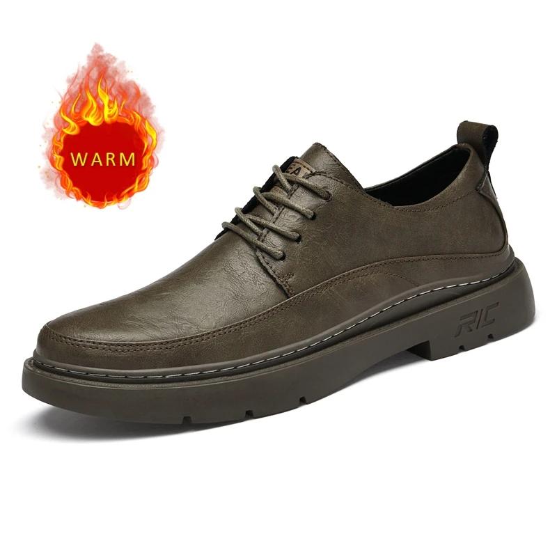 

Модные мужские туфли из натуральной кожи весна-осень Повседневная обувь на шнуровке Мужская деловая обувь для поездок на работу Прочные зимние туфли из бархата и хлопка 37