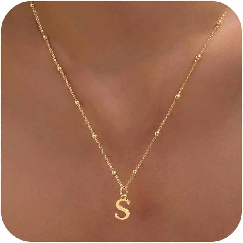 

Initial Necklaces for Women Dainty Gold Letter Pendant Necklace 14k Gold Plated A-Z Name Necklaces Non Tarnish Trendy Jewelry Gift S золотой