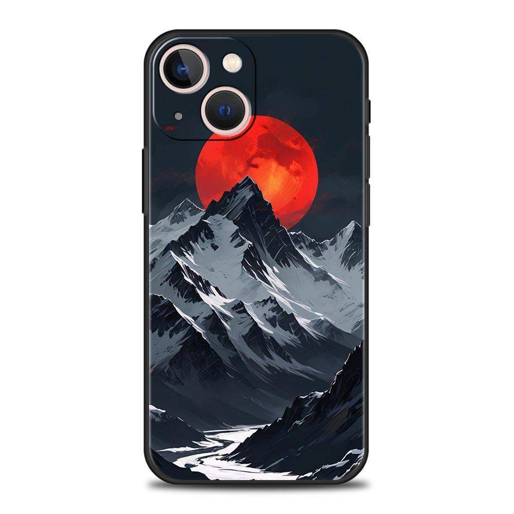Black Mountain Peak Phone Case Cover for iPhone 17 16 15 14 13 12 11 Pro Max 17 Air Plus Shockproof Soft TPU Shell Fundas Capas