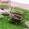 6 Pieces Miniature Wheelbarrow Garden Cart Dollhouse Trolley Barrow Accessories Mini Sand Trolley Model Making Micro Landscape Decoration Garden
